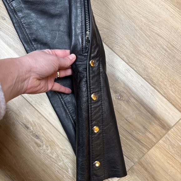 Black Leather Motorcycle Chaps Size Small - Picture 6 of 7
